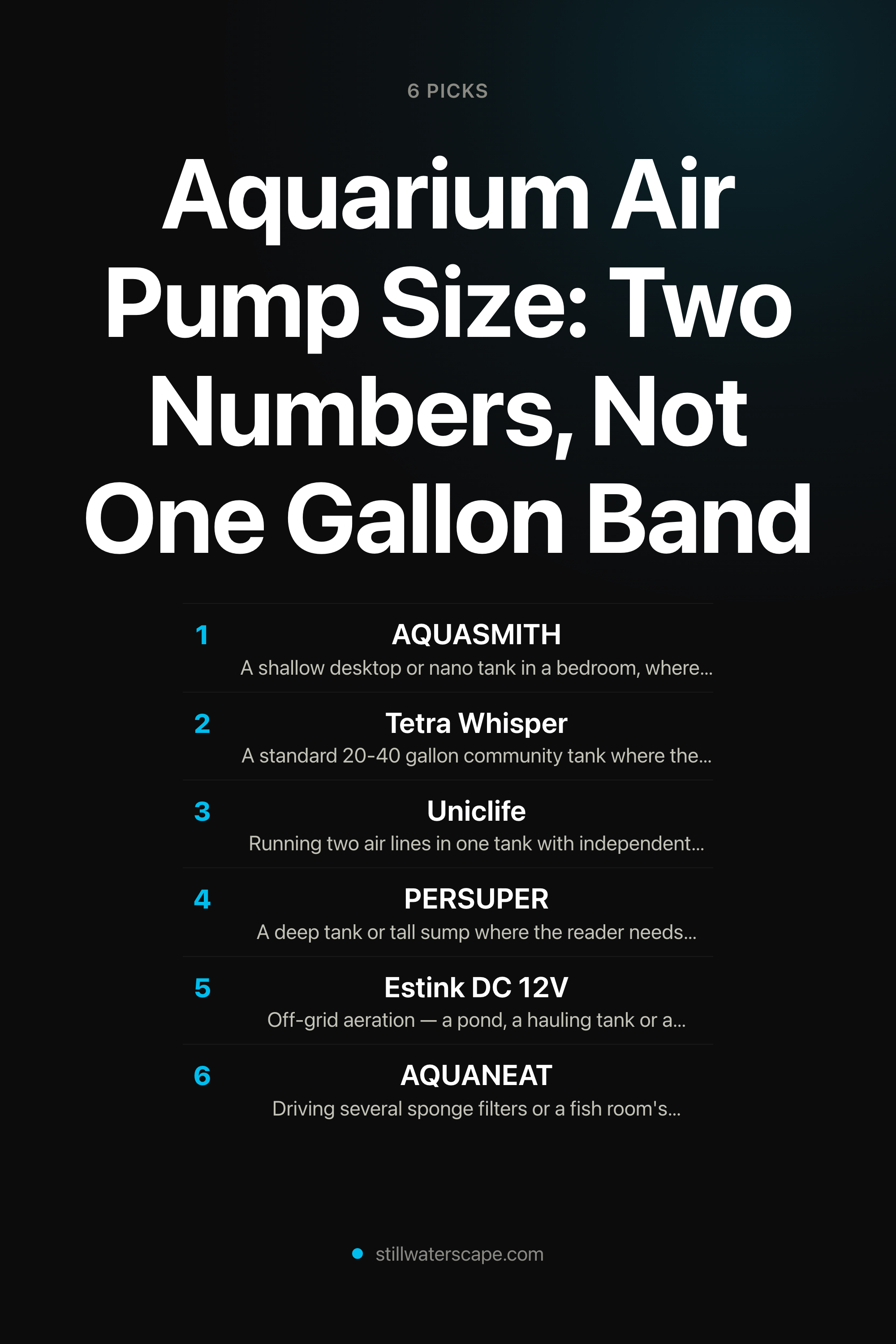 Aquarium Air Pump Size: Two Numbers, Not One Gallon Band — the picks, as a saveable list