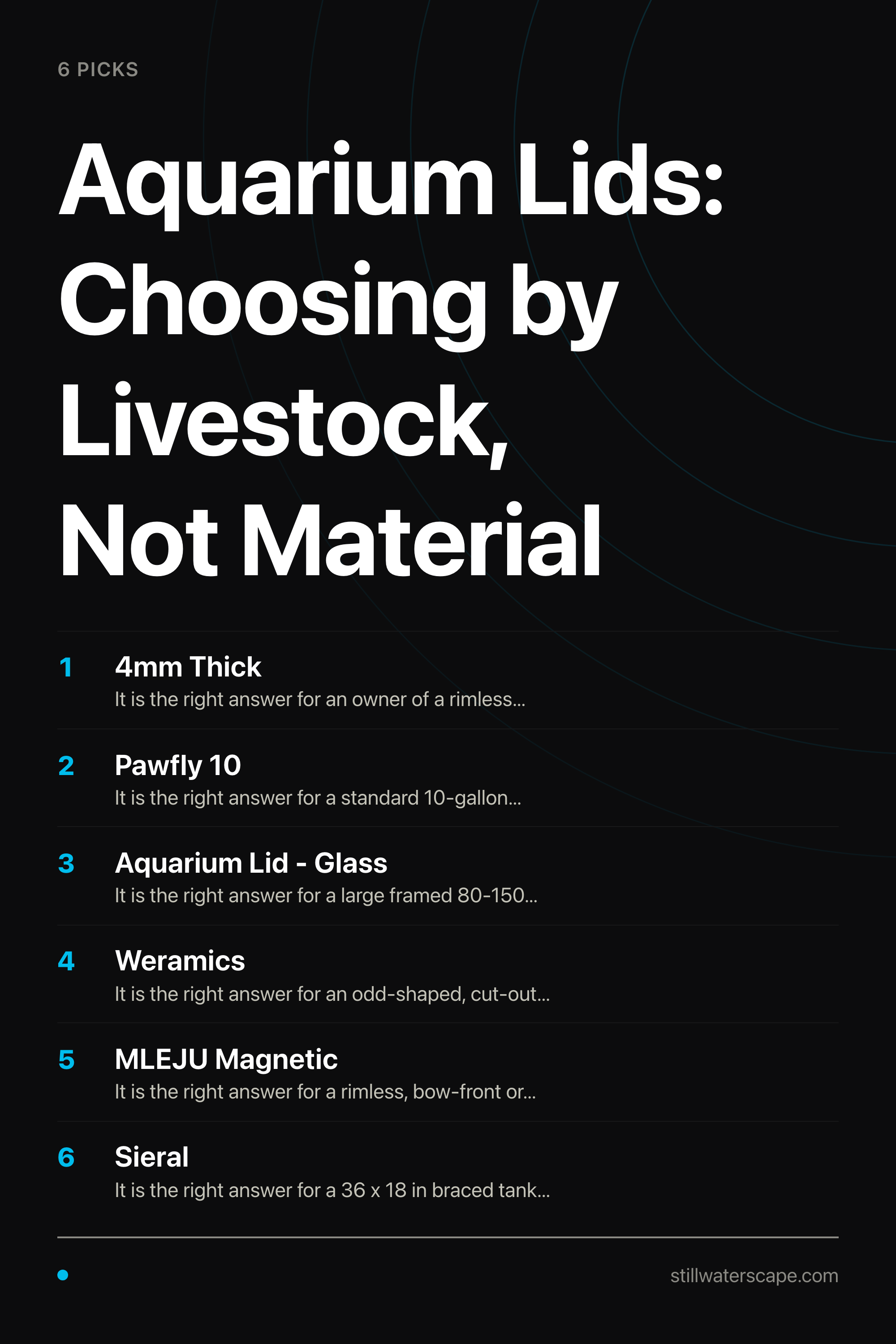 Aquarium Lids: Choosing by Livestock, Not Material — the picks, as a saveable list